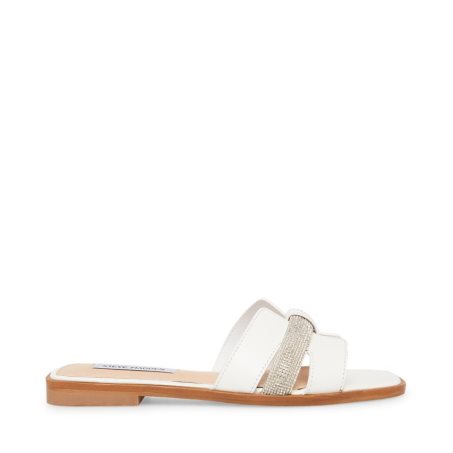 Sandalias de Diapositivas Steve Madden Holli Cuero Mujer Blancas | ES QF40E9